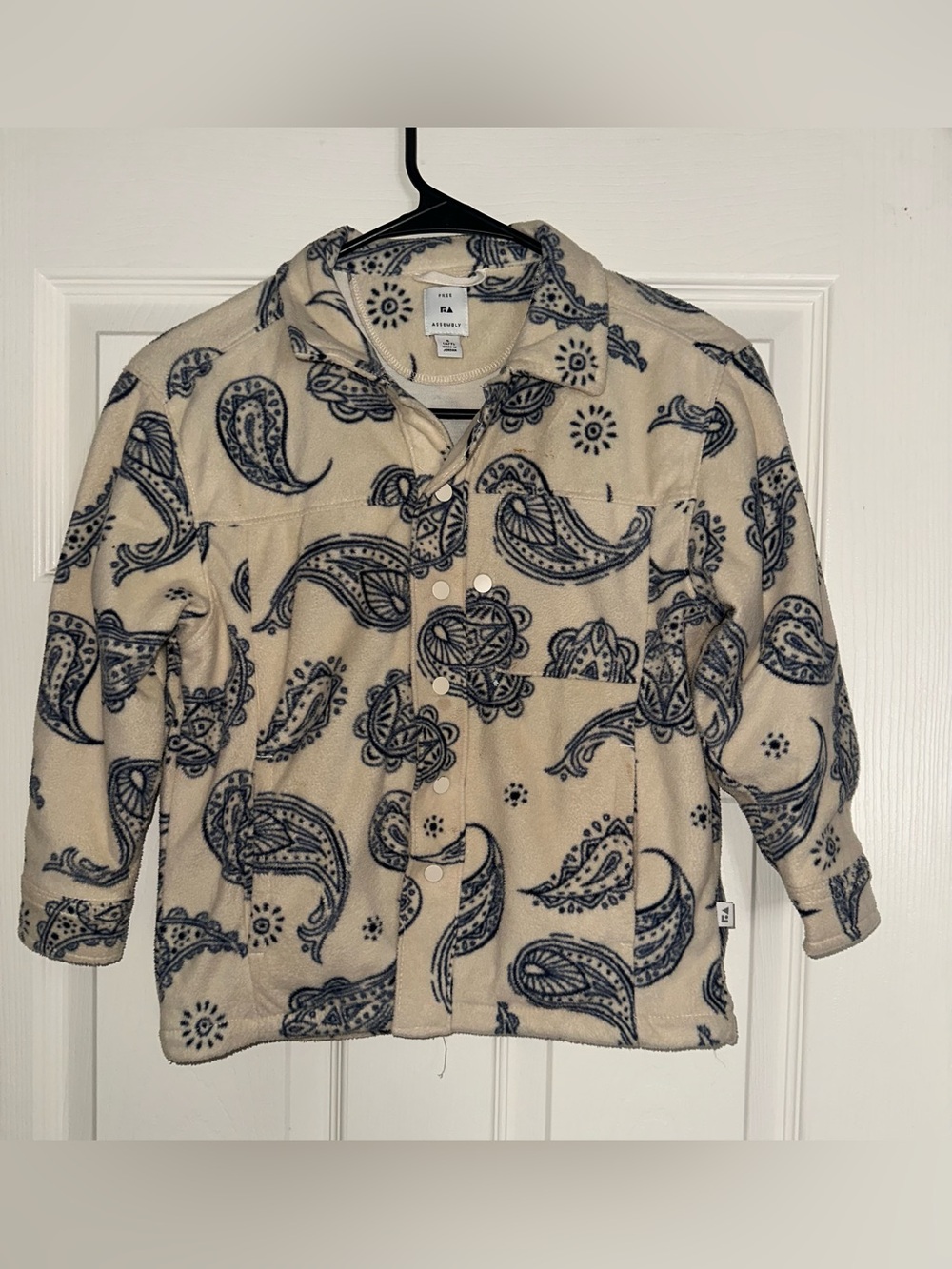 Kids Fleece Shirt Jacket - Cream Paisley